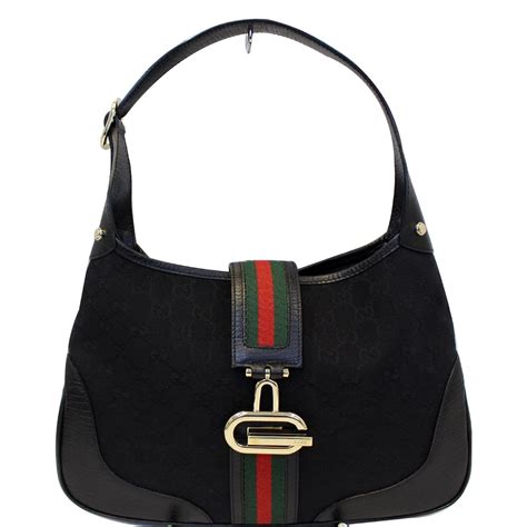 gucci black canvas hobo bag|gucci手提包女.